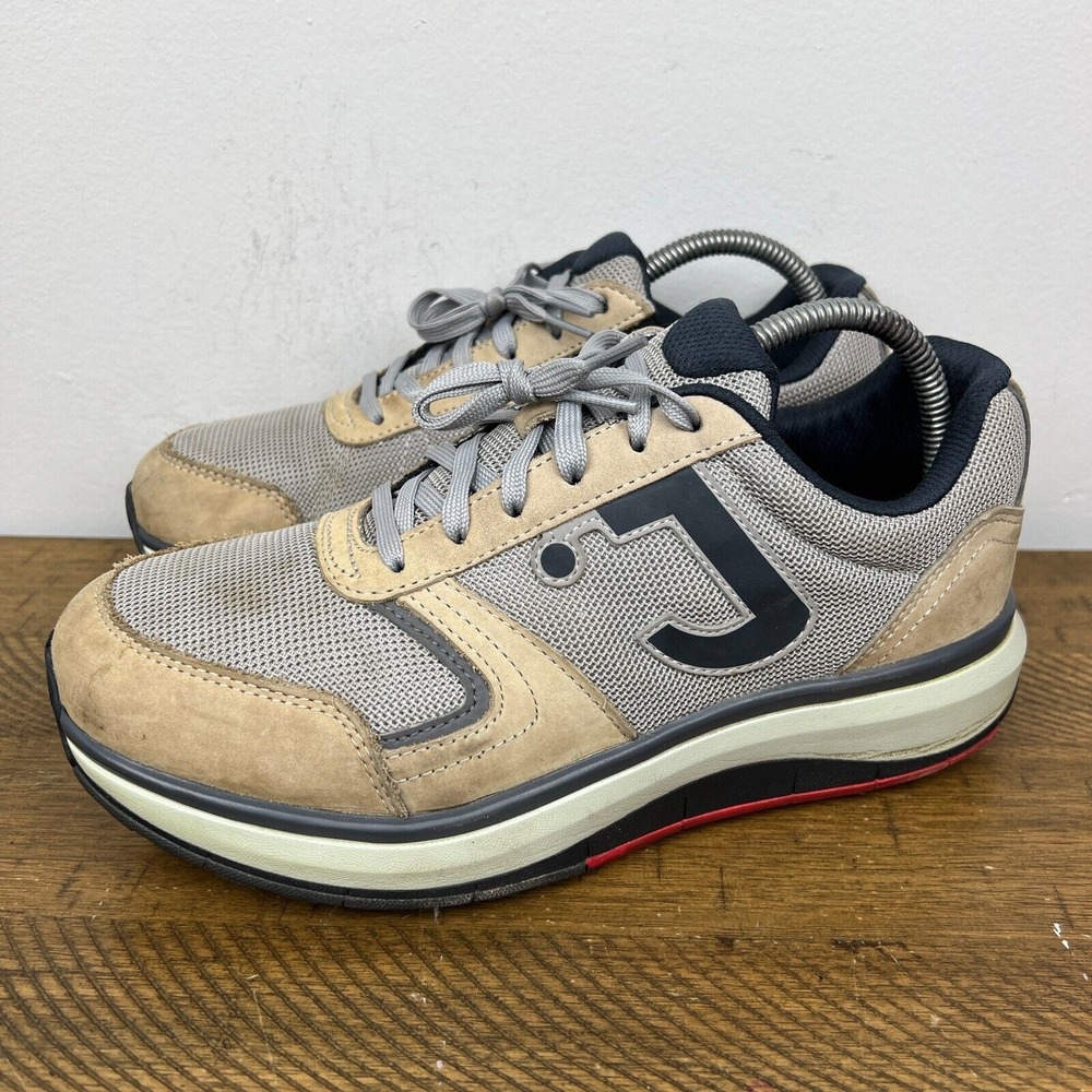 Joya Shoes Mens 8 Gray Tan Cancun Cloud‎ Comfort Walking Sneakers Swiss Tech - Picture 2 of 11